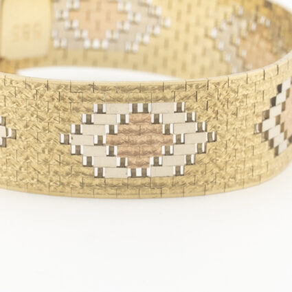 Złota bransoletka z geometrycznym wzorem, próba 0,585, XX wiek.