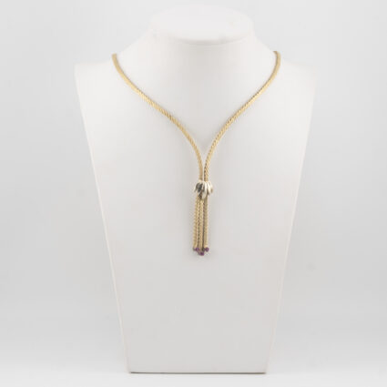 Złoty naszyjnik z syntetycznymi rubinami, złoto 0,585