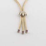 Złoty naszyjnik z syntetycznymi rubinami, złoto 0,585