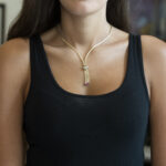 Złoty naszyjnik z syntetycznymi rubinami, złoto 0,585