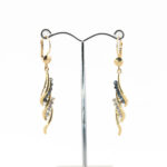 Złote kolczyki z szafirami i cyrkoniami, próba 0,585