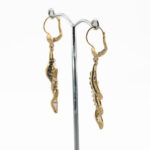 Złote kolczyki z szafirami i cyrkoniami, próba 0,585