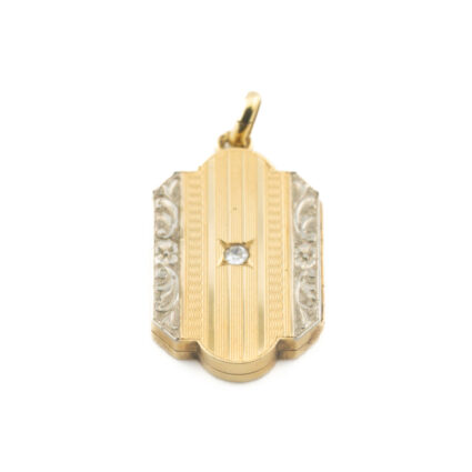 Złoty sekretnik vintage z naturalnym diamentem, złoto 0,585