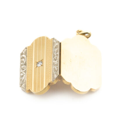 Złoty sekretnik vintage z naturalnym diamentem, złoto 0,585