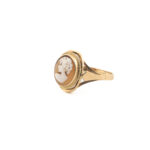 Złoty pierścionek z kameą wykonaną na muszli, biżuteria vintage, Au 0,585