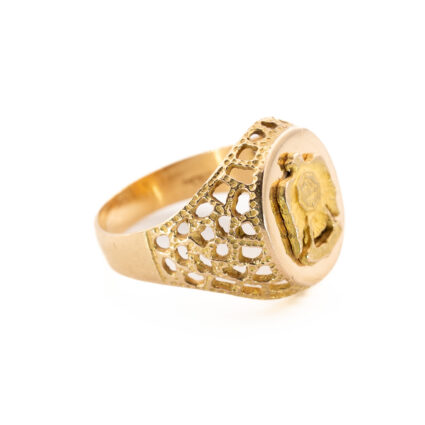 Złoty sygnet z wizerunkiem orła, Au 0,750