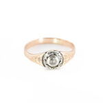 Pierścionek vintage złoto-srebrny z diamentem