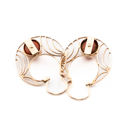 Złote kolczyki Au 0,585 z naturalnym koralem