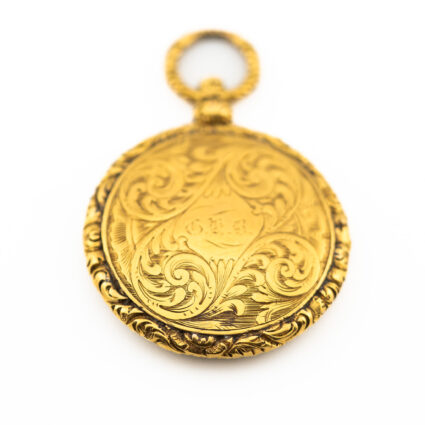Złoty medalion portretowy w formie koperty zegarka z XIX wieku, wykonany ze złota Au 0,750.