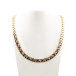 Złota kolia damska 585 splot jodełka trójkolorowa