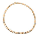 Złota kolia damska 585 splot jodełka trójkolorowa